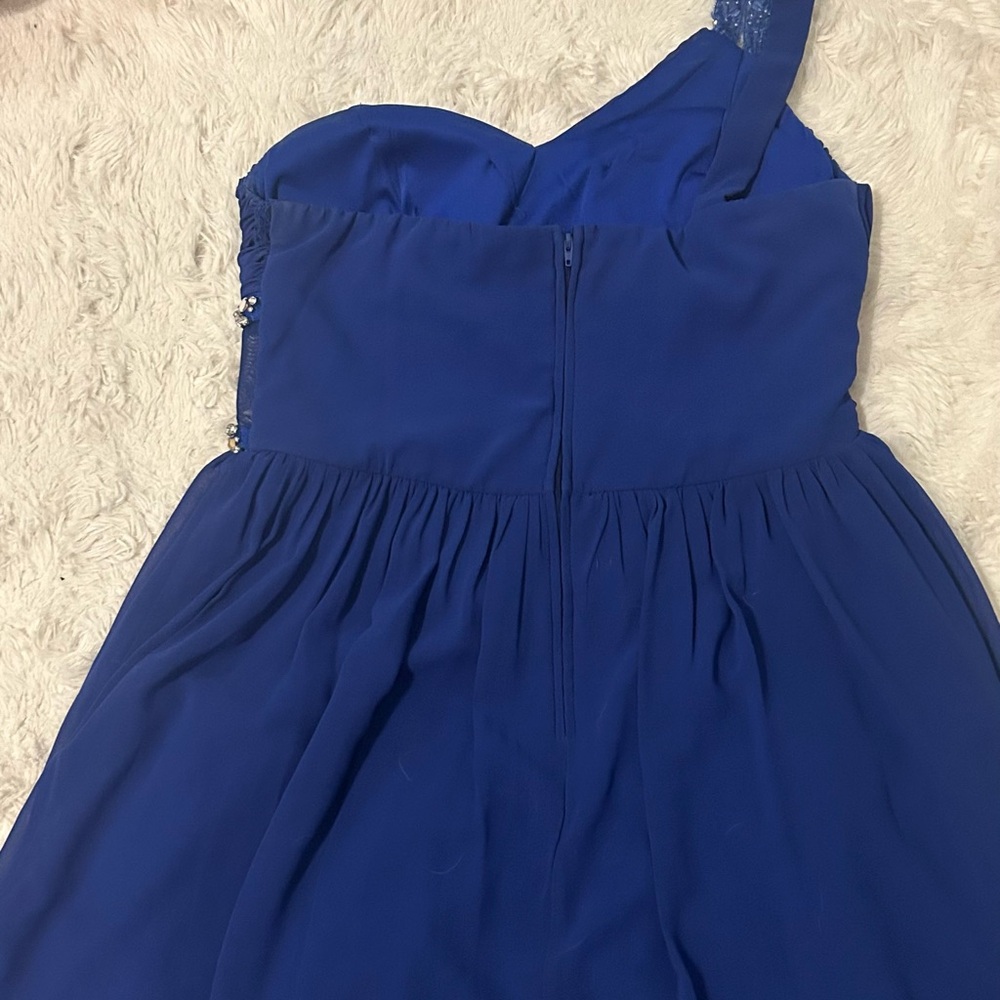 Blue 1 shoulder formal dress size 13 crystal detail - Picture 3 of 3